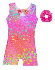 Leotards for Girls Gymnastics Kids Sleeveless Biketard with 5-6 Years Pink