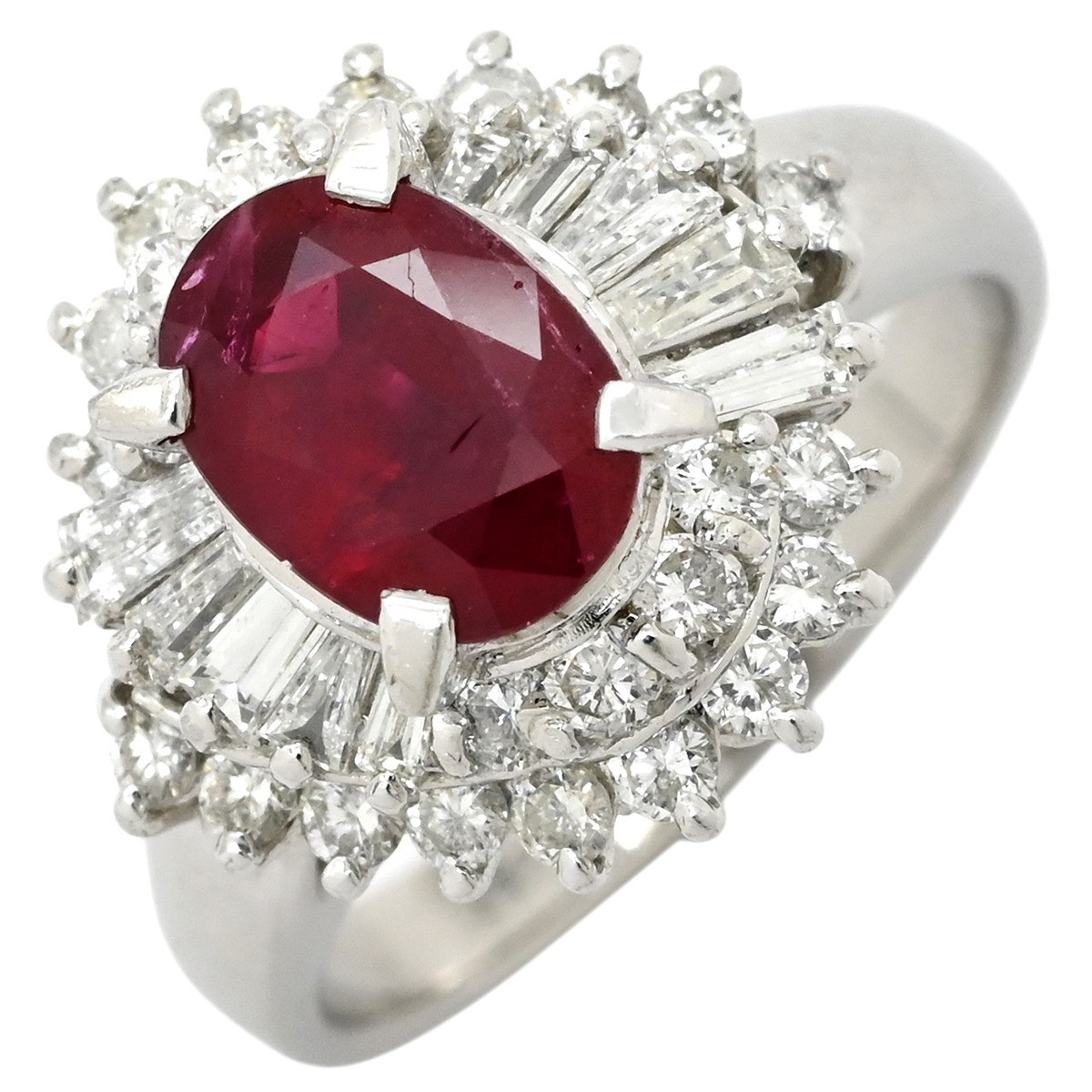 Ring ring Ruby da Earring Pt900 Ruby diamond Plat… - image 1