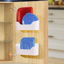 2 Pack Lid Organizers Inside Cabinet, No Drilling Adhesive Over Door Organize...