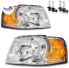 Headlights Assembly for 2003-2006 Ford Expedition Headlamp Replacement Chrome Ho