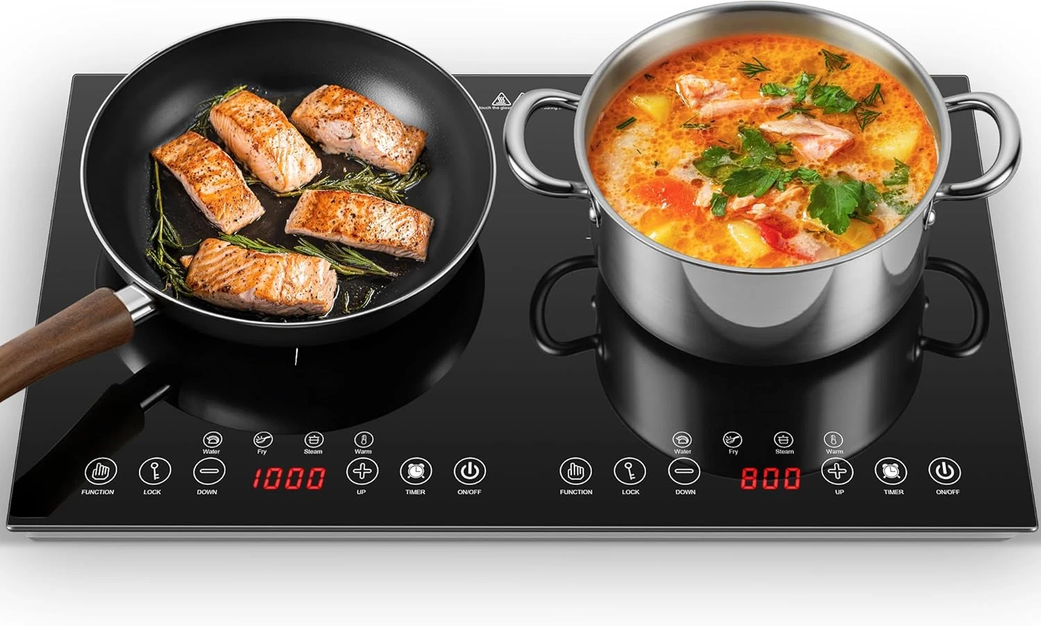 1800W Portable Induction Cooktop - Dual Burners, Touch Control & Safety Lock