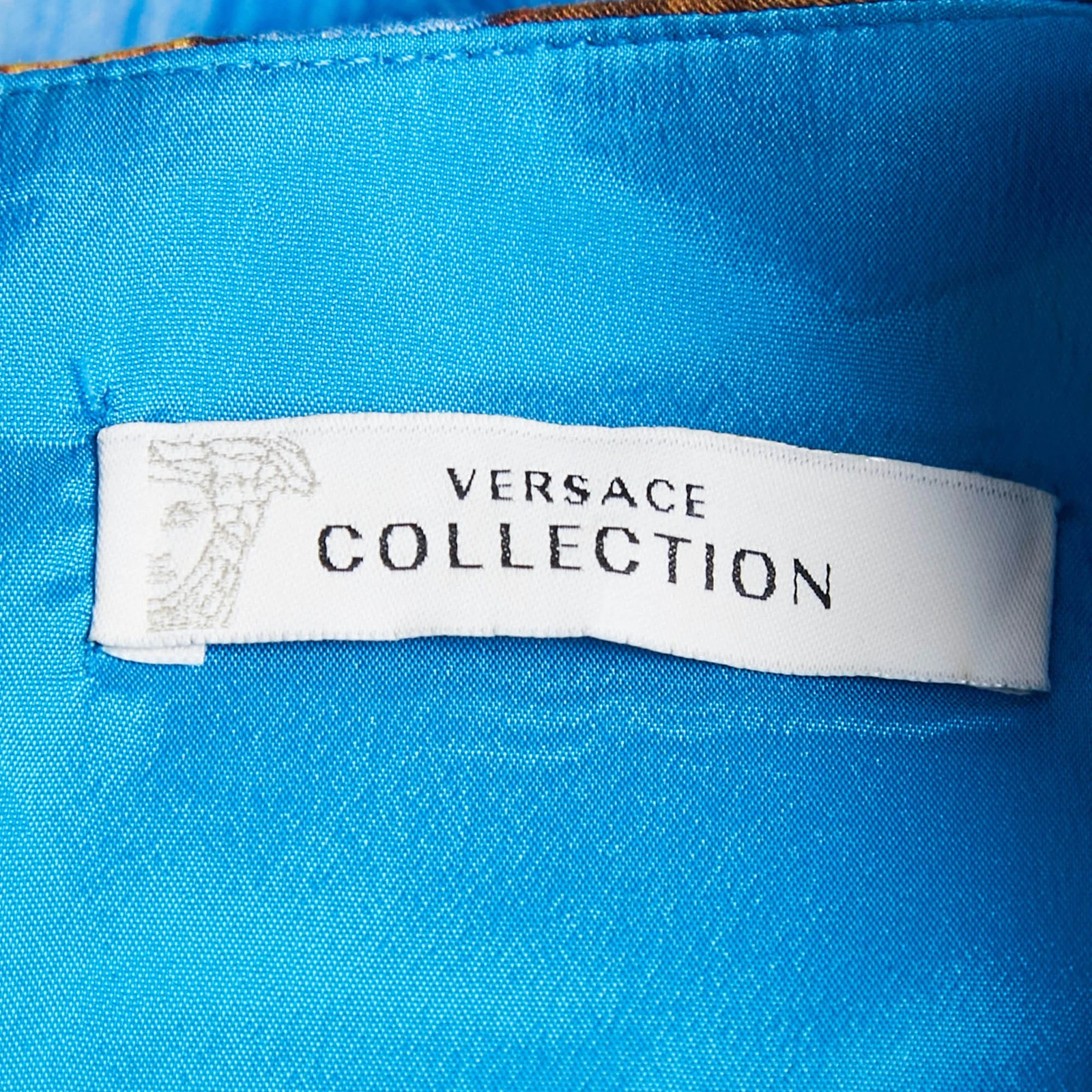 Abito corto smanicato cotone stampa astratta blu collezione Versace L