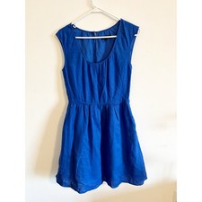 J.Crew Royal Blue 100% Linen A-Line Dress EUC Size 2