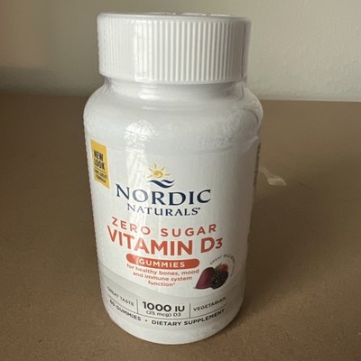 Nordic Natural Zero Sugar Vitamin D3 Gummies 1000 IU Great Wild Berry Taste 2027