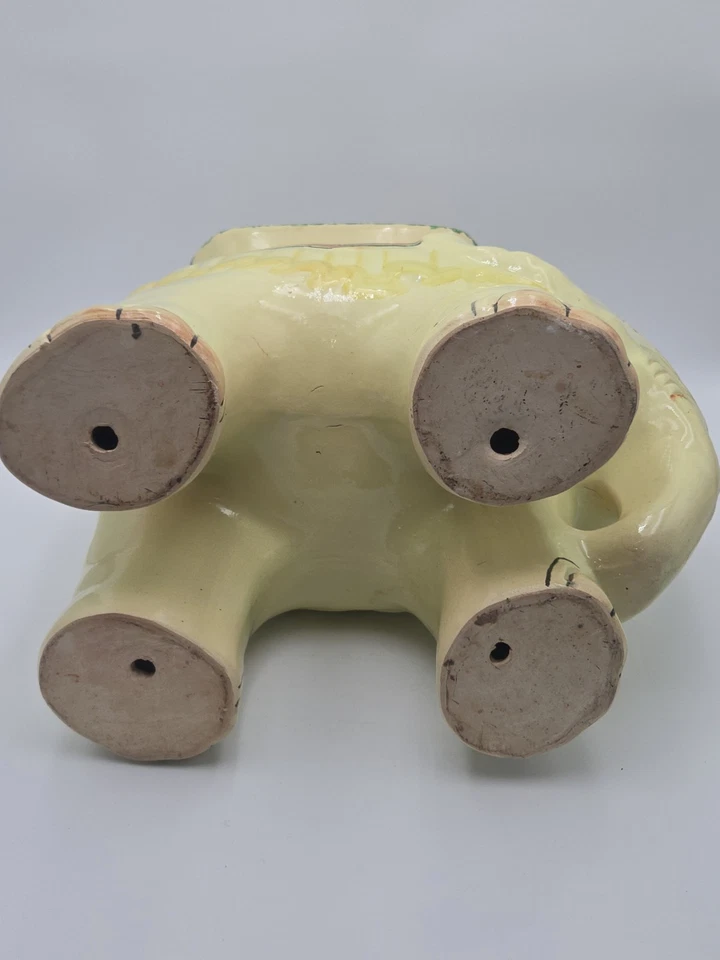 "Taburete de jardín elefante de cerámica vintage 17"" banco de patio soporte para plantas floral asiático" Foto 4 de 4
