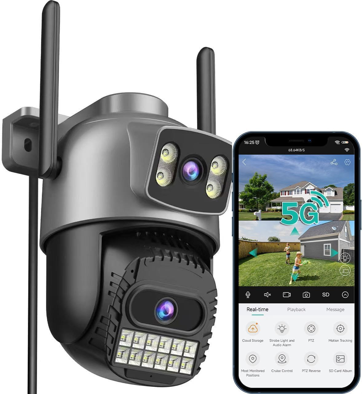 Telecamera Esterno Wi-Fi 2.5K 5G: Affare Imperdibile Sorveglianza PTZ