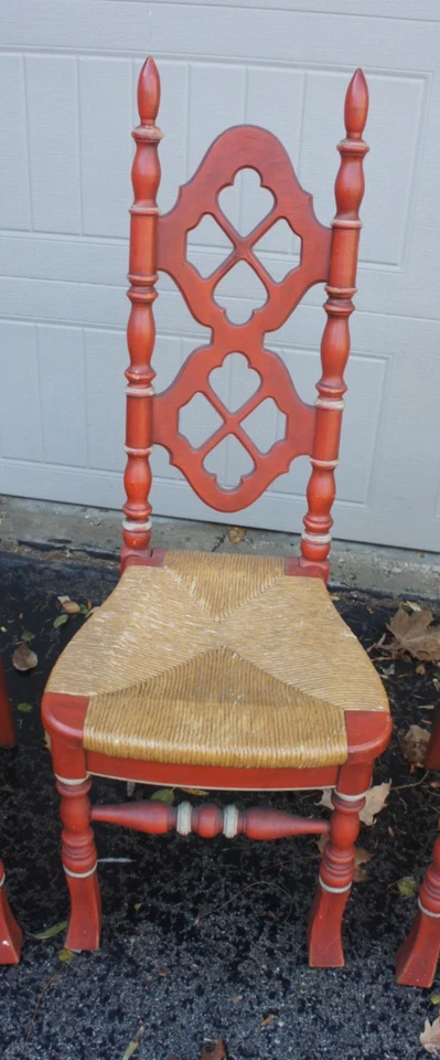 4~ Sillas vintage THOMASVILLE de campo francés asiento apresurado de mediados de siglo Foto 4 de 4