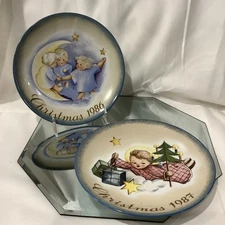 Hummel Christmas Plate 1986 1987 Sister Berta West Germany Schmid - Set of 2