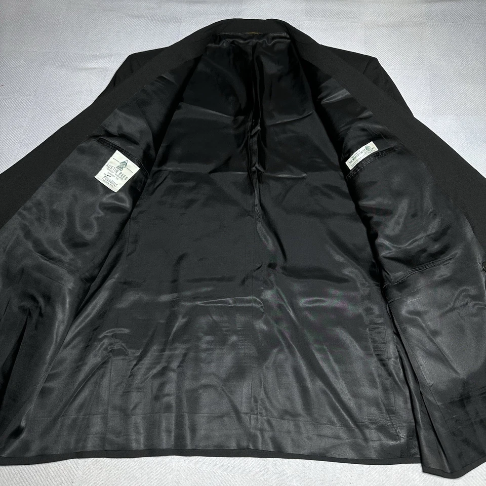 Vintage Austin Reed Blazer Mens 46L Gold Button Double Breasted Black Wool - Image 3 of 4