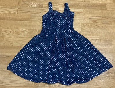 Girl's Jasper Conran Denim Polka Dot Dress Size 7 EUC