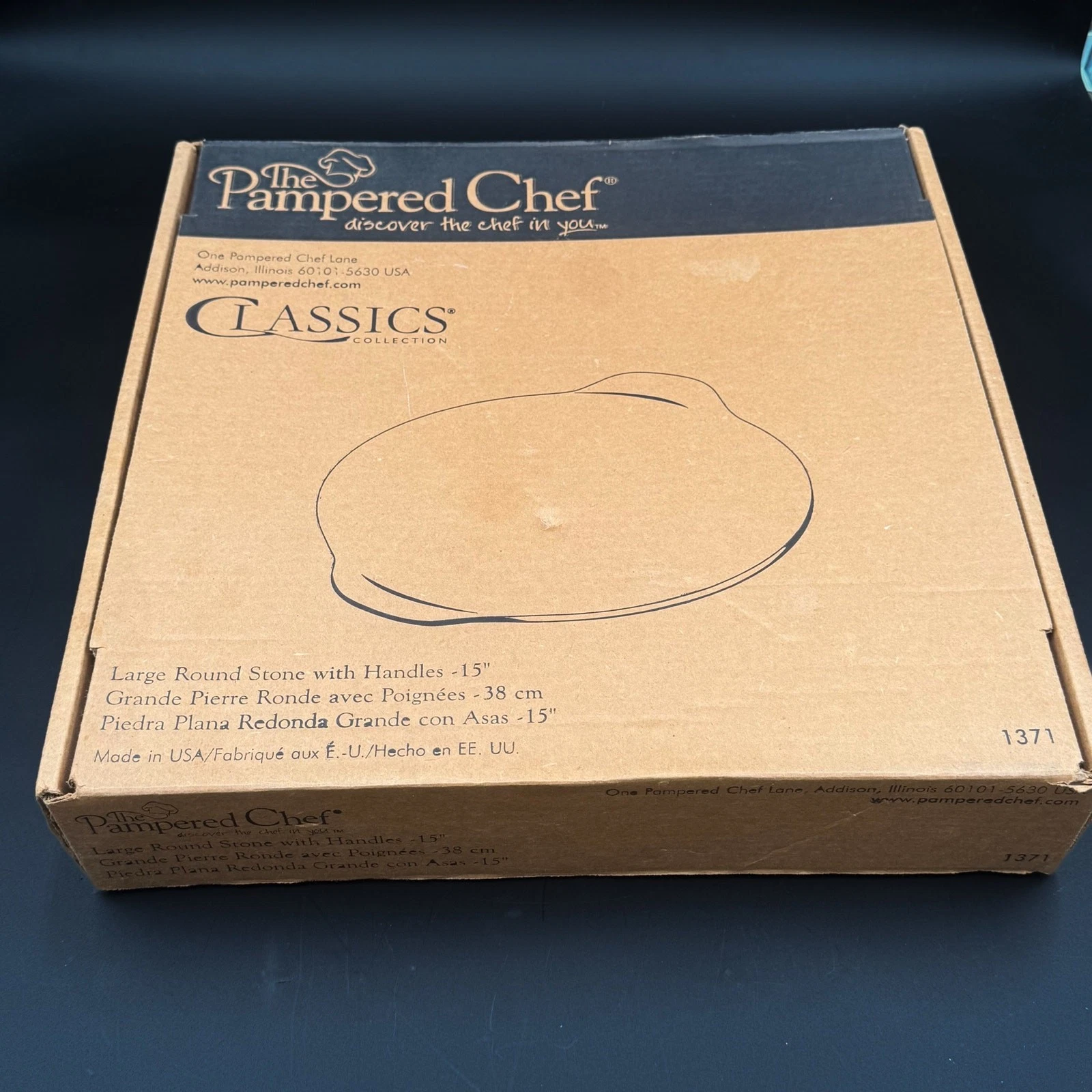 Pampered Chef 1371 Large Round Baking Stone With Handles 15" Classics Collection