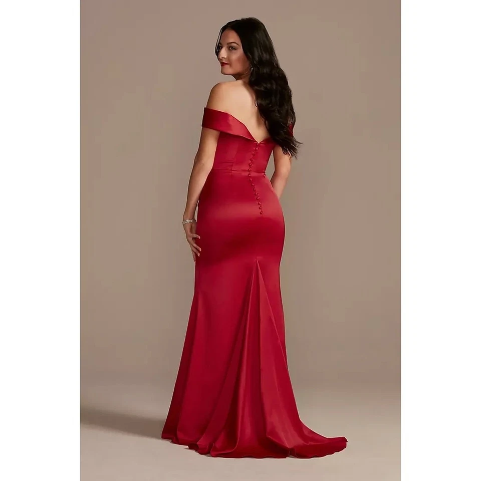 Galina Signature Off Shoulder Ruched  Maxi Mermaid Dress Size 18 Navy - Imagem 4 de 4