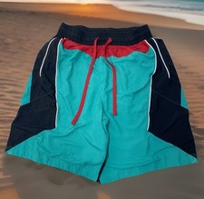 Colorblock Nike Swim Shorts Trunks XL Teal Black 10  Inseam Pockets Mesh Lined