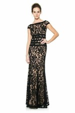 Tadashi Shoji Textured Lace Mermaid Gown Sz 4 Black