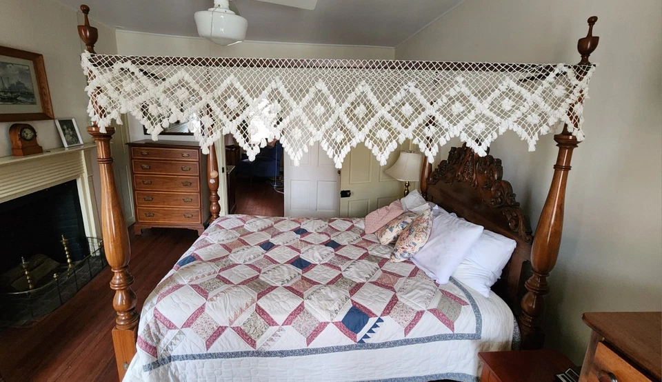 Antigua cama con dosel de caoba tallada a mano tamaño completo con dosel - rococó victoriano Foto 4 de 4