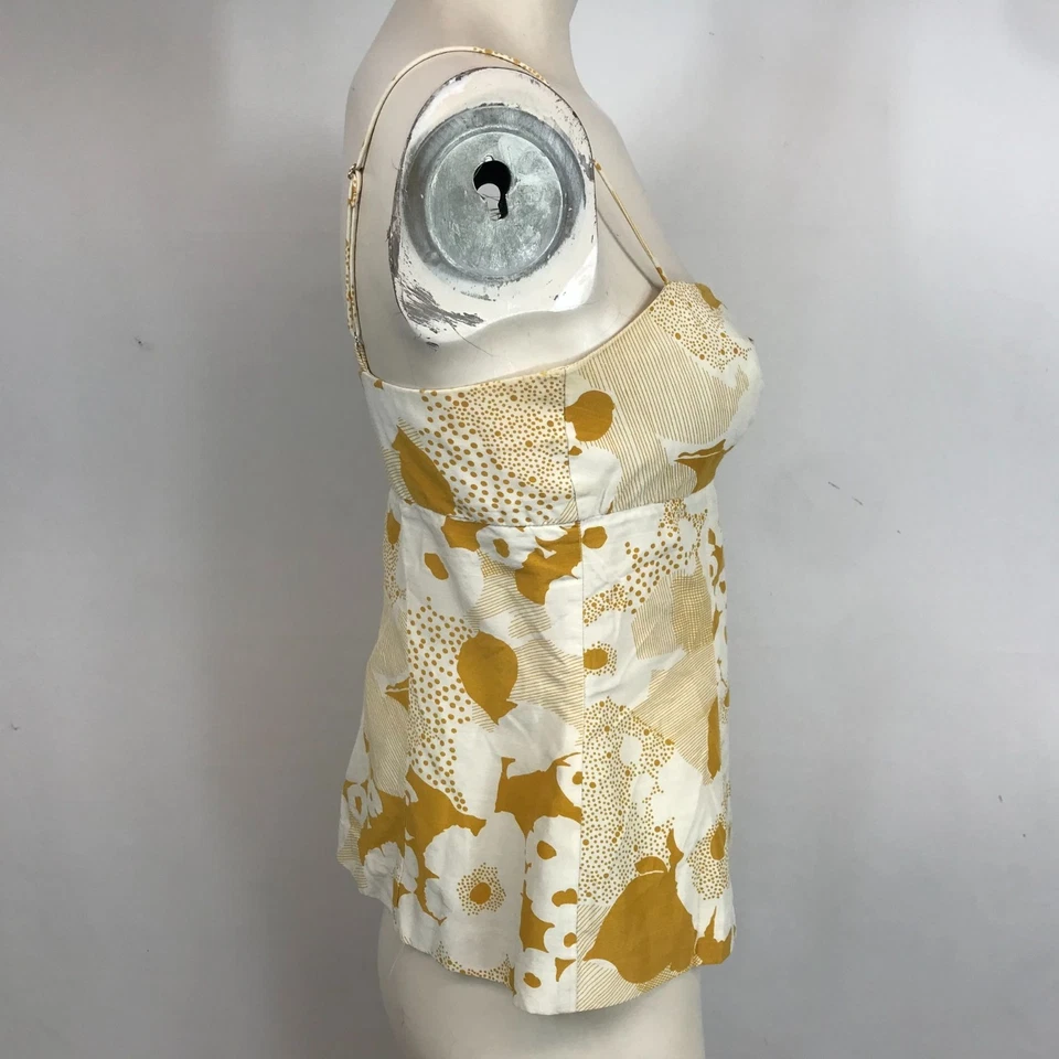 TRINA TURK - WOMEN'S 6 - YELLOW SPAGHETTI STRAP COTTON & SILK BABYDOLL CAMI Y2K - Image 4 of 4