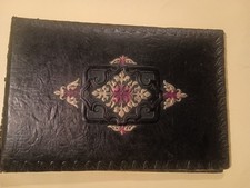 Vintage Guest Book Embossed Album with Leather Cover Gilt Decoration