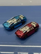 TYCO Doomsday Duel Robot Survival Slot Cars Metallic Red & Blue 2 Slotcar