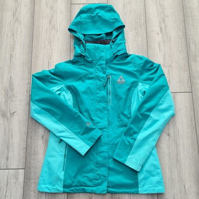 GERRY Winter Ski/Schnee Jacke Damen türkis Kapuze gefüttert Größe Small 30-32 Zoll Brustumfang