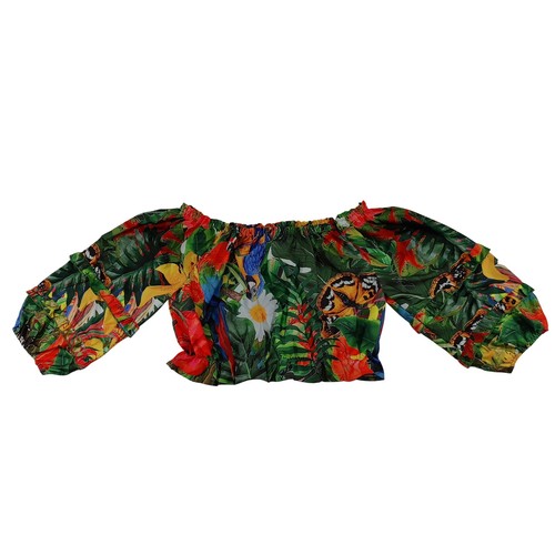 Rachel Zoe Tropical Off The Shoulder Crop Top Balloon Sleeve Size Estimate L
