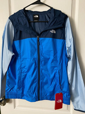 The North Face Women's Cyclone Hooded Wind Resistant Jacket Lightweight Blue L