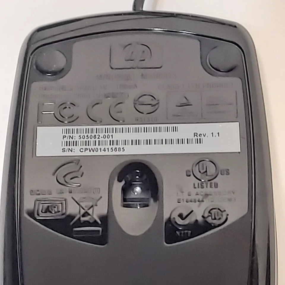 HP 505062-001 Optical Standard Mouse Black USB Wired Scroll Wheel 3 Buttons - Image 2 of 4