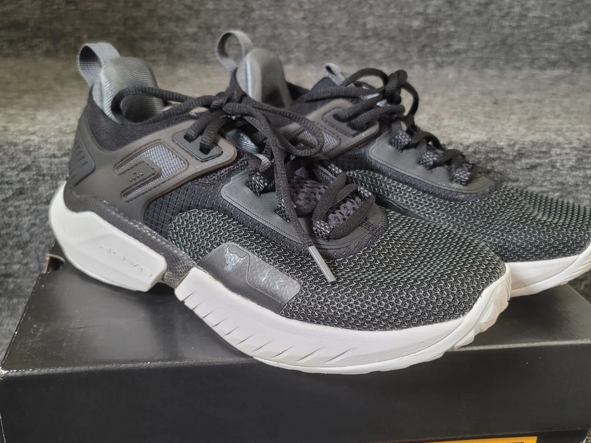 UNDER ARMOUR UA PROJECT ROCK 5 HOVR SHOES sz 9 Black White 3025435 003 womens