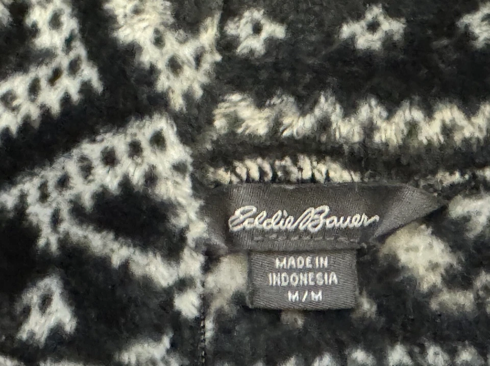Chaqueta pulóver polar Eddie Bauer 1/4 cremallera blanca y negra para mujer mediana Foto 3 de 4