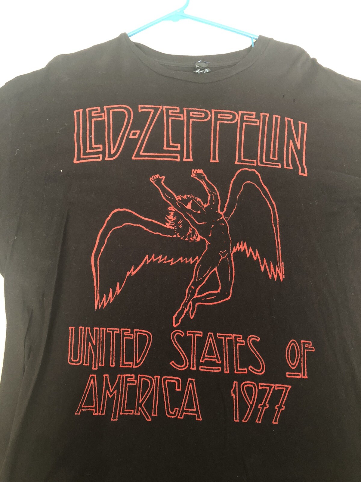 Led Zeppelin USA 1977 Red Outline Swan Song Angel Bla… - Gem
