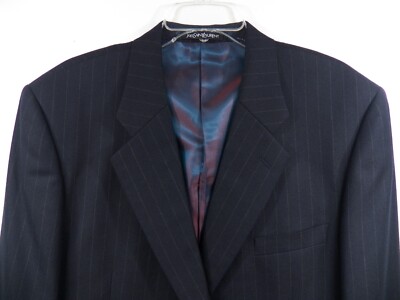 YVES SAINT LAURENT YSL FRANCE MENS 44 R BLAZER SUIT NAVY BLUE GREY