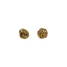 Gold Tone Knot Stud Earrings Woven Design Small Minimalist