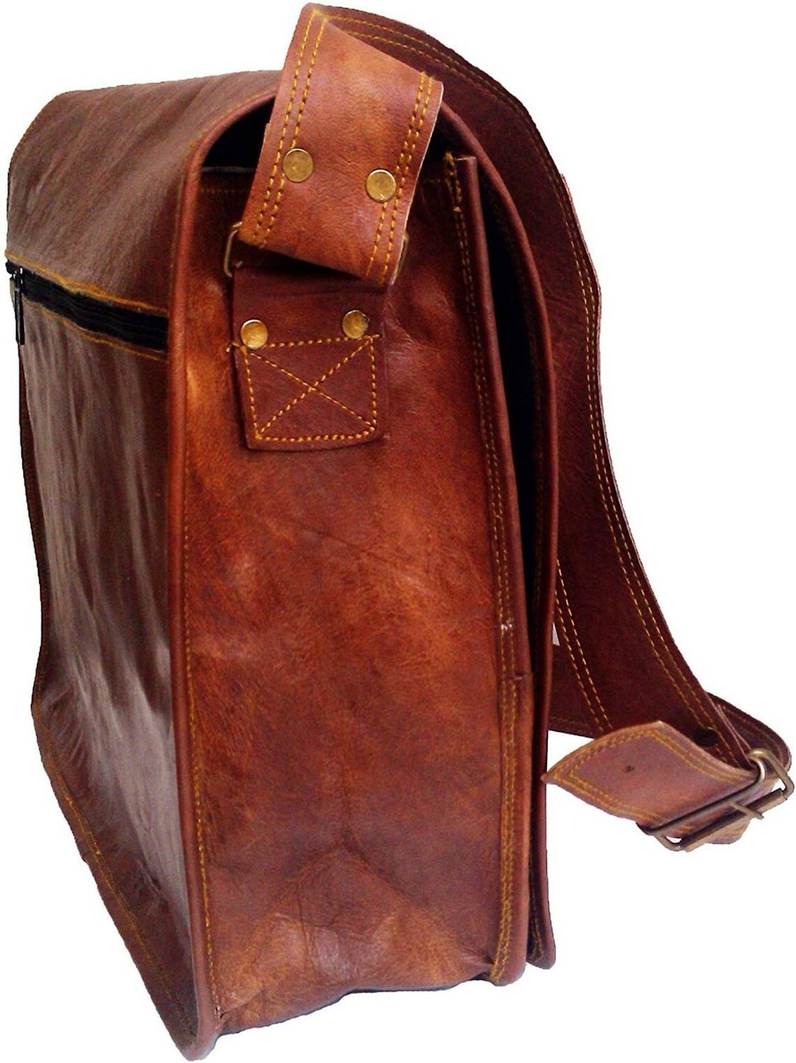Borsa a tracolla messenger piccola in vera pelle rustica da uomo a