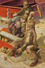 Caulking Shipyard Workers Art Print by Stanley Spencer 1920 to Frame