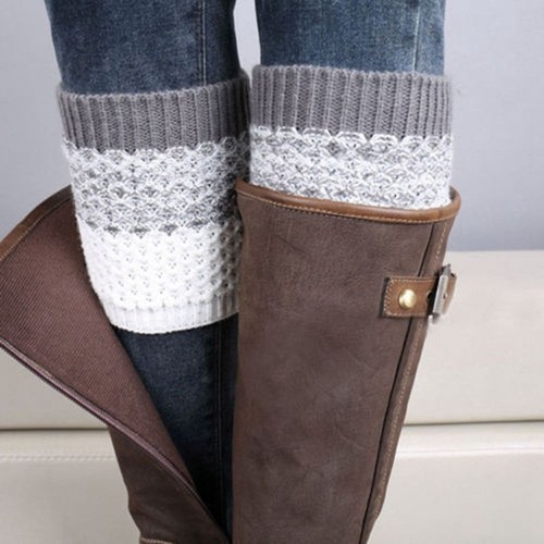 Women Toppers Thick Boot Cuffs Socks Leg Warmers Leggings Crochet Knitted - Picture 3 of 14
