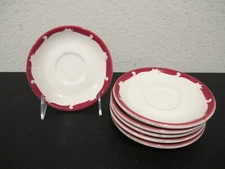 (6) Syracuse China Red Crest Wave Restuarant Ware Saucers