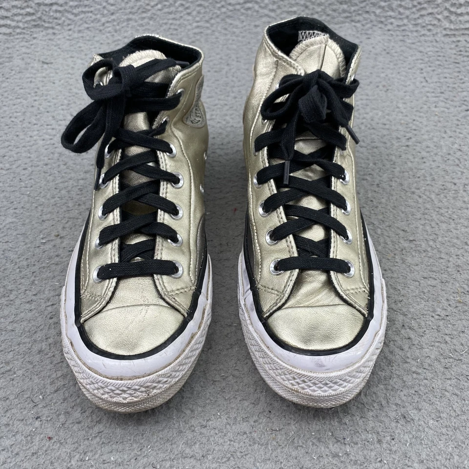 Converse Chuck Taylor Shoe Women 7 Metallic Gold Sneaker Academia Y2k Basketball - Image 2 of 4
