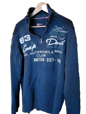 Camp David Pullover Gr. L Baumwolle Strick Automobile Club Monza Italia Blau