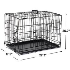 30" Metal Dog Crate Double Door Pet Cage Dog Cage Foldable Black Dog Crate