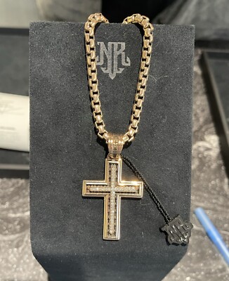 Night Rider 14k Rose Gold 24” Box Chain - 14k Rose Gold Cross  