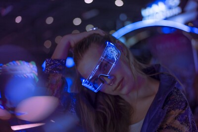 Cyberpunk LED Tron Visierbrille Cosplay Festivals Cybergoth