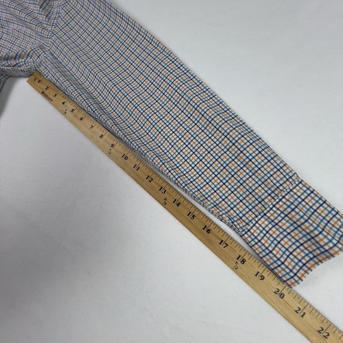 J. Crew Herren Small Slim Langarm Hemd Orange Aqua Navy Kariert Slim H - Bild 11 von 14