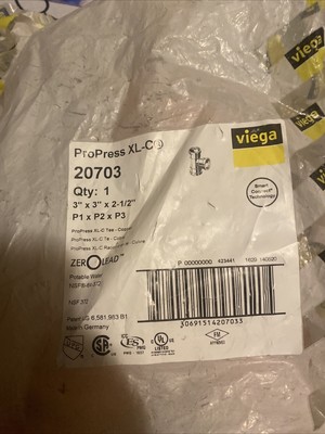 20703 Viega Pro Press 3 X 3 X 2 1/2 XL-C Copper Tee