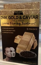 24K GOLD & CAVIAR FACE MASK (5) LUXURY FIRMING TREATMENT 
