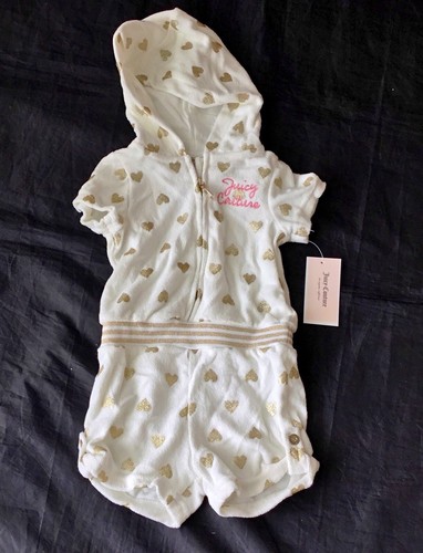 NWT Juicy Couture Toddler Girls Hooded French Terry Romper Shorts Sz 2T - Picture 2 of 5