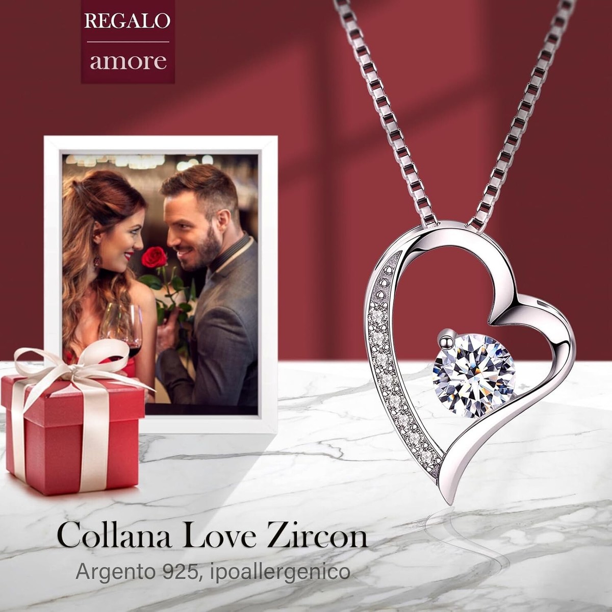 Regali Per Lei Fidanzata Collana A Cuore Di Fiore Pressato