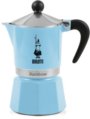 Bialetti 5043 Rainbow Caffettiera Colorata, Alluminio, Azzurro, 6 Tazze, Hellbla