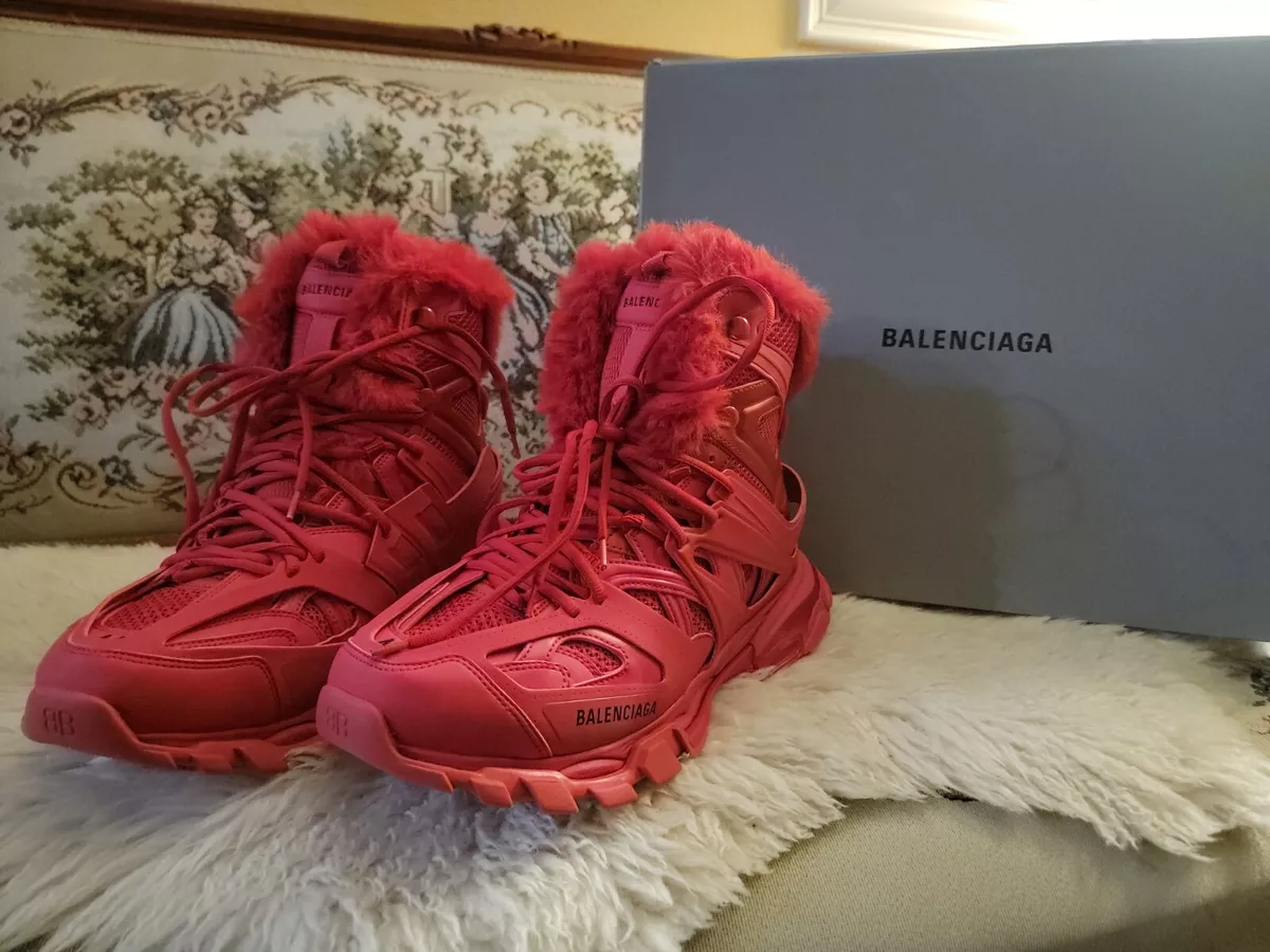 Balenciaga Track Faux Fur Hiking Winter Snow Boots Size 44 Retail $1490