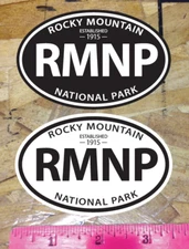 RMNP Rocky Mountain Ntl Park Est.1915 sticker decal Oval Black & White - 2 for 1