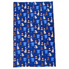 VTG 1998 Fabric Traditions Safari Zoo Animal Print Cotton Blue 1 Yard Lion Zebra