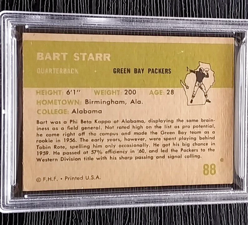 1961 FLEER BART STARR FOOTBALL CARD #88 **NO CREASES** **CENTERED** PSA 4 VGEX - Picture 2 of 4